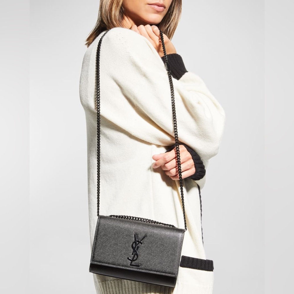 YSL Saint Laurent Small Monogram Kate Chain Bag 2022 Black Excellent Condition